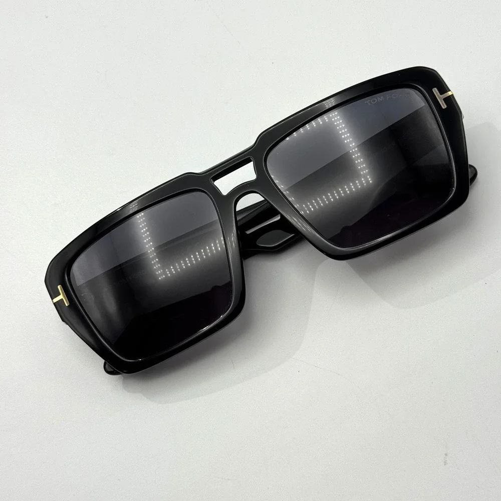 Tom Ford Sunglasses Redford TF1153 01A Shiny Black Pilot Frame Gray Lens 56mm